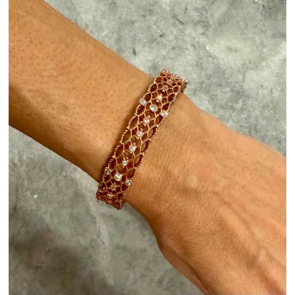 Judith Ripka Rose-Plated Sterling Silver Lace Bracelet with CZ
